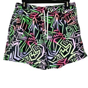 Empyre Neon Retro Board Shorts M Swim Trunks Vibrant Unique Vacation Beach